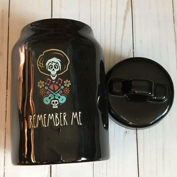 RAE DUNN Disney Pixar Coco Hector Remember Me Black 9” Canister day of Dead - Picture 2 of 7